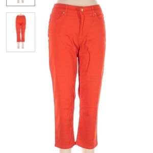 Jones New York Sport Cropped Jeans Size 12 Mid Rise coral Denim Stretch Womens